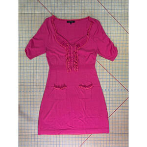 Nanette Lepore Pink Textured Sheath Dress Pockets Medium Y2K